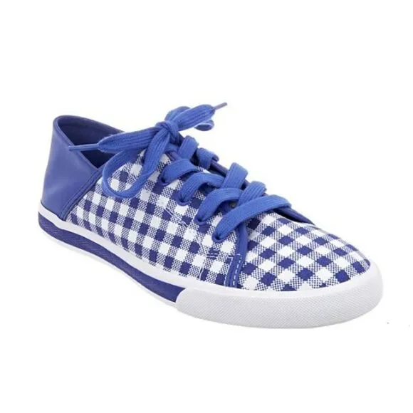 BRAND NEW ISAAC MIZRAHI MIZRAHI LIVE! LACE-UP GINGHAM SNEAKERS - Picture 5 of 14